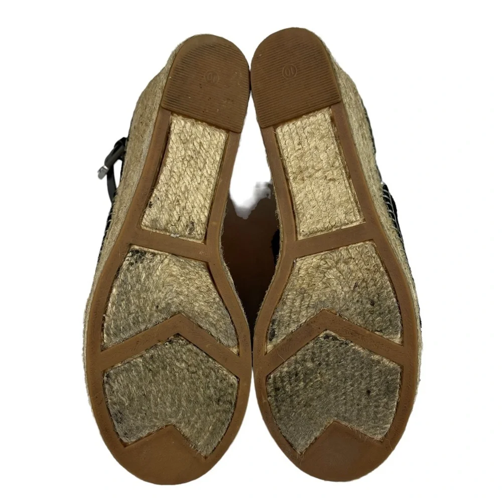 Marc Fisher Adalyn Black Suede Espadrille Platform Wedge Sandals‎ Size 10